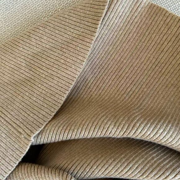 Sezane Hillary Midi Dress XSmall Camel Knit French Merino Wool Elegant Classic - Picture 12 of 13